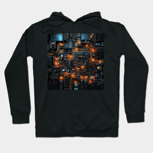 Cyber Circuit Cityscape Hoodie